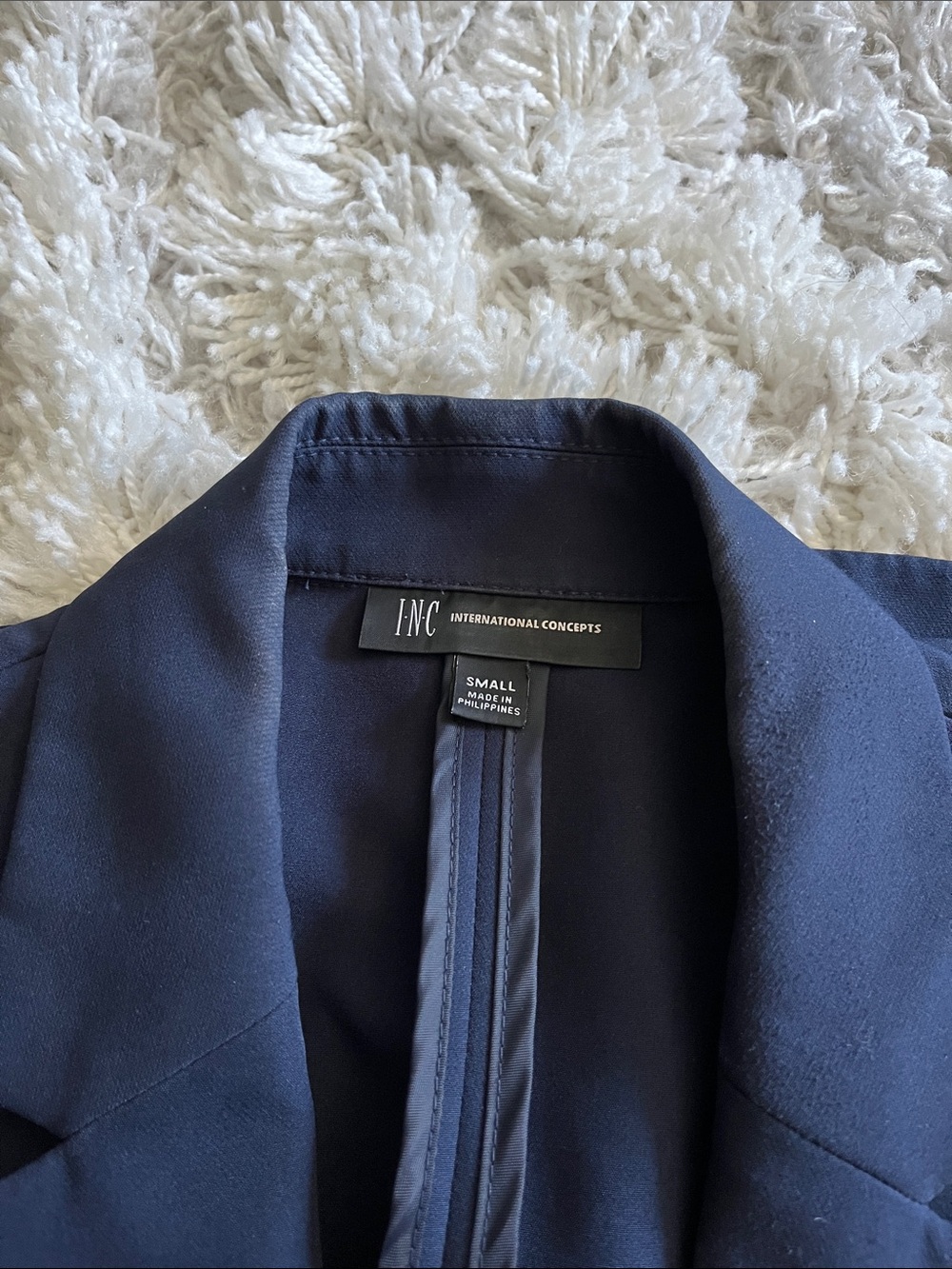 INC International Concepts Navy Long Tailored Blazer - Picture 2 of 2
